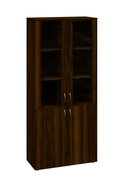 CLE 5 - 8RR lékařská skříň, 4-dveřová, 2x skleněné dveře, 2x zámek, 1800x800x400, ořech královský